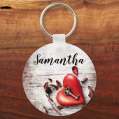 キーチパーソナライズされたェンカントリー木材鍵を聞く キーホルダー (正面)