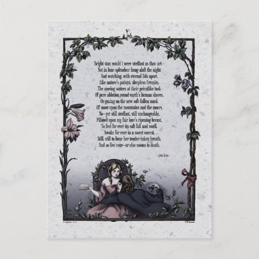 キーツの「輝く星」ビクトリアン ポストカード (正面)