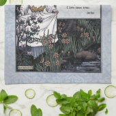 キーツ「ラ・ベル・ダム」ビクトリアン詩アート・ティータオル キッチンタオル (折り畳み)