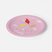 キートインスカイピンクガールハッピーバースデーパーティー ペーパープレート (アングル)