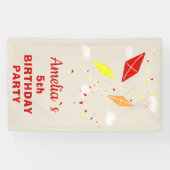 キートインスカイベージュレッド子供の誕生日パーティー 横断幕 (横)