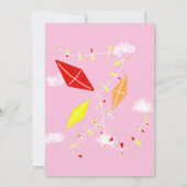 キートインピンクスカイスケッチキッズガール誕生日 招待状 (裏面)