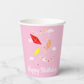 キートインピンクスカイ女の子らしい女の子誕生日パーティー 紙コップ (裏面)