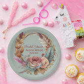 キートゥージュセージグリーンピンククリームターコイズシャワー ペーパープレート (パーティー)