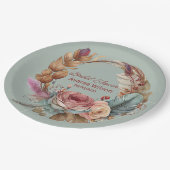 キートゥージュセージグリーンピンククリームターコイズシャワー ペーパープレート (アングル)