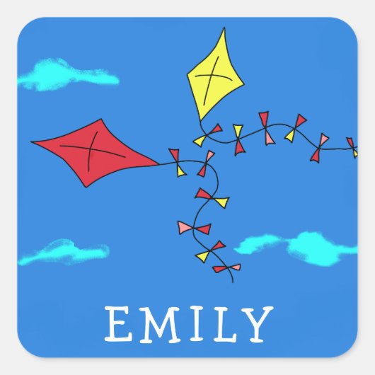 キートズインザブルースカイ子供の誕生日 スクエアシール (正面)