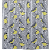 キートランドの鳥好き灰色と黄色 シャワーカーテン (正面)