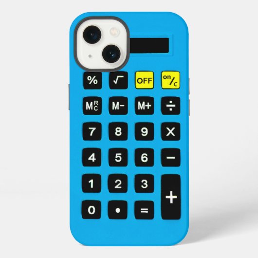 キーパッド付きブルー計算機 iPhoneケース (裏面)