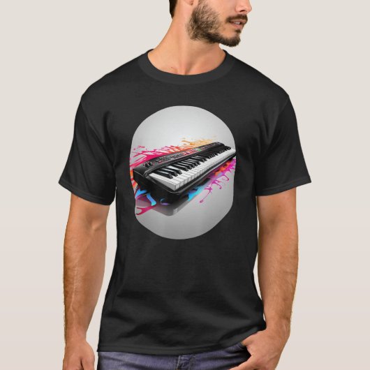 キーパッド愛好家のためのハッピーキーボード音楽 Tシャツ (正面)