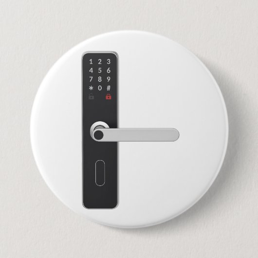 キーパッド頭が切れると指先一体型ドアロック 缶バッジ (正面)