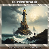 キーパーと一緒に嵐の海の灯台 薄葉紙