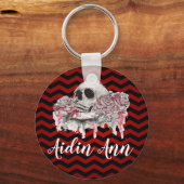 キーパーソナライズされたチェーンスカルバラゴシックChevron R キーホルダー (正面)