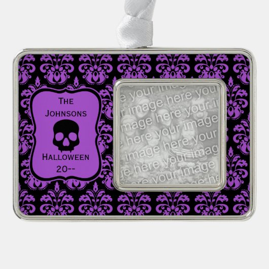 キープサケハロウィーンスカル シルバープレートフレームオーナメント (正面)