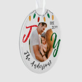 キープサケファミリーフォトホワイトジョイフェスティバルクリスマス オーナメント (正面)