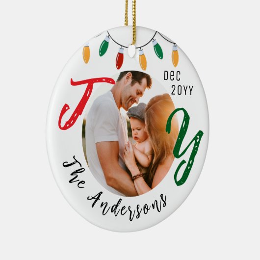 キープサケファミリーフォトホワイトジョイフェスティバルクリスマス セラミックオーナメント (右)