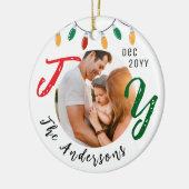 キープサケファミリーフォトホワイトジョイフェスティバルクリスマス セラミックオーナメント (左)