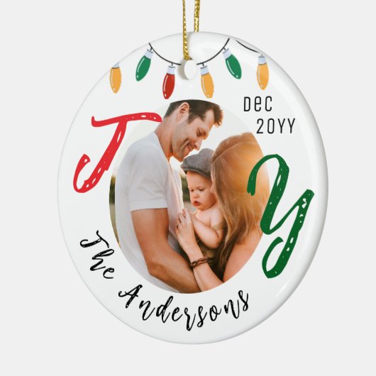 キープサケファミリーフォトホワイトジョイフェスティバルクリスマス セラミックオーナメント (左)
