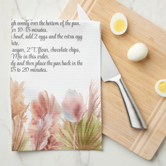 キープサケレシピエレガントギフトボホパンパスグラス キッチンタオル (四つ折り)