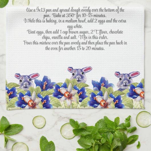 キープサケレシピギフト水の色イースターバニー キッチンタオル (折り畳み)