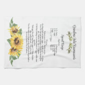 キープサケレシピテンプレート水彩ひまわりプレゼント キッチンタオル (横)
