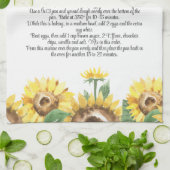 キープサケレシピテンプレート水彩ひまわりプレゼント キッチンタオル (折り畳み)