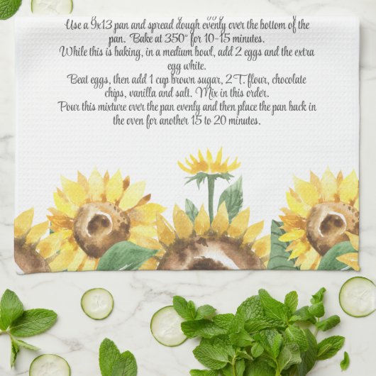 キープサケレシピテンプレート水彩ひまわりプレゼント キッチンタオル (折り畳み)