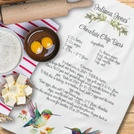 キープサケレシピテンプレート水彩ハミングバード キッチンタオル