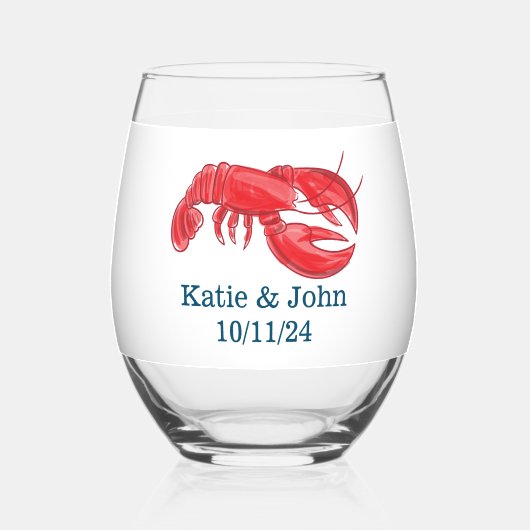 キープサケ名門私立校風のロブスター結婚式の引き出物 ステムなしワイングラス (裏面)