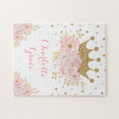 キープサピンク金ゴールドクラウンプリンセス誕生日ギフト ジグソーパズル (横)