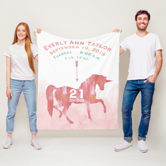 キープサベビーガール赤面コーラル誕生スタットユニコーン フリースブランケット (インサイチュ)