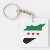 キーホルダー – シリアの地図 – シリア独立国旗 (正面)