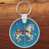 キーホルダー – 赤、白、青の回転木馬馬 (正面)