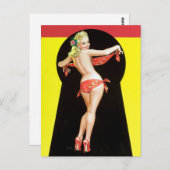 キーホールブロンドのピンアップ ポストカード (正面/裏面)