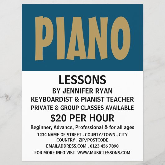 キーボはっきりしたード、ピアノのレッスン チラシ (正面)