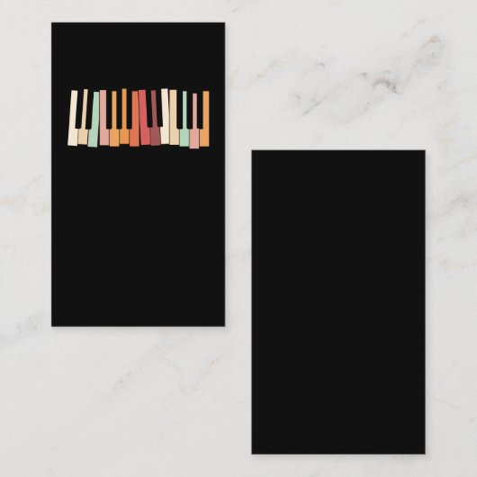 キーボカラフルードピアノ鍵レトロピアニスト 名刺 (正面/裏面)