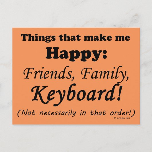 キーボードが幸せになる ポストカード (正面)