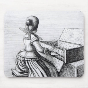 キーボードで遊んでいる女性1635年 マウスパッド
