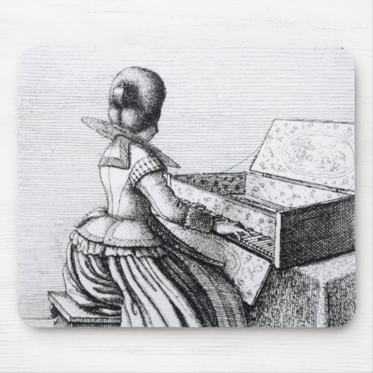 キーボードで遊んでいる女性1635年 マウスパッド (正面)