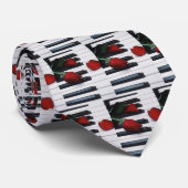 キーボードとバラのタイ ネクタイ (ロール)