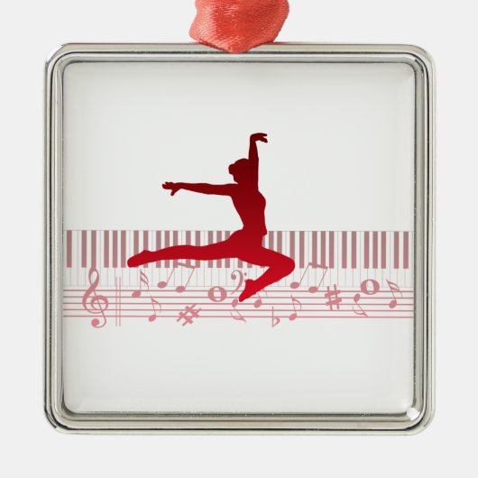 キーボードのバレエダンサー メタルオーナメント (正面)