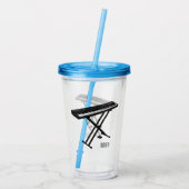 キーボードのピアノ漫画イラストレーション アクリルタンブラー (裏面)