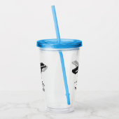 キーボードのピアノ漫画イラストレーション アクリルタンブラー (左)