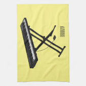 キーボードのピアノ漫画イラストレーション キッチンタオル (縦)