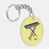 キーボードのピアノ漫画イラストレーション キーホルダー (正面左)