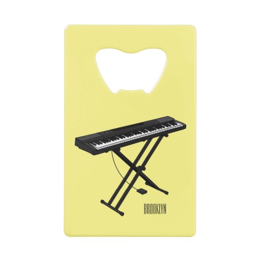 キーボードのピアノ漫画イラストレーション クレジットカード栓抜き (正面)