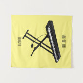 キーボードのピアノ漫画イラストレーション タペストリー (正面(横))