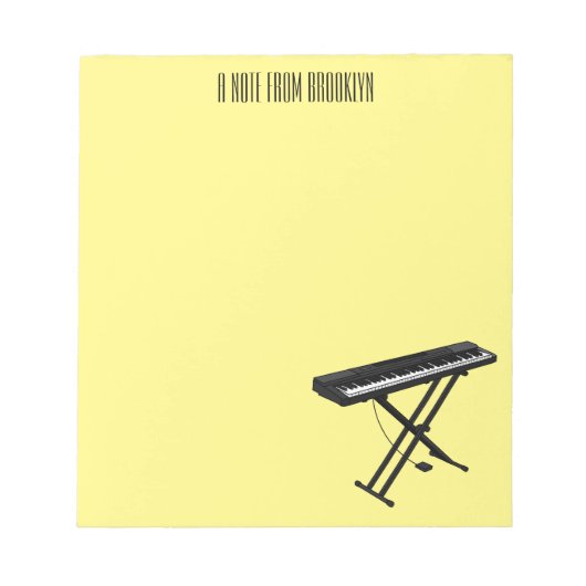 キーボードのピアノ漫画イラストレーション ノートパッド (正面)