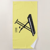 キーボードのピアノ漫画イラストレーション ビーチタオル (正面)