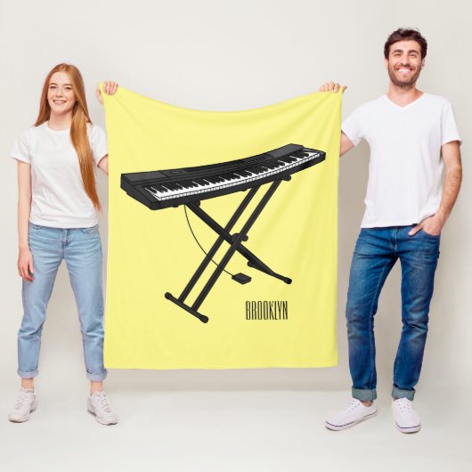 キーボードのピアノ漫画イラストレーション フリースブランケット (インサイチュ)