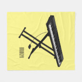 キーボードのピアノ漫画イラストレーション フリースブランケット (正面(横))